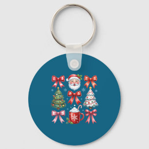 Chaveiro Desenho de Fé do Papai Noel com Laço Coquette de N