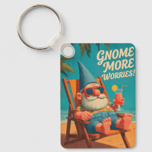 Chaveiro Desenho de Férias na Praia com Gnomos em Estilo Vi