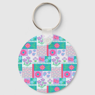 Chaveiro Desenho de Flores Vibrantes em Flor