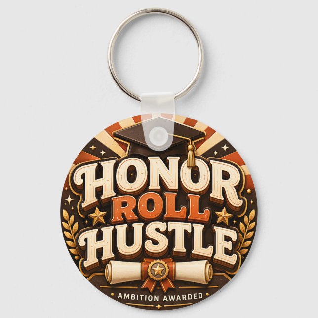 Chaveiro Desenho de Formatura Honor Roll Hustle (Frente)