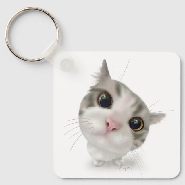Chaveiro Desenho de gatinho malhado fofo (Frente)