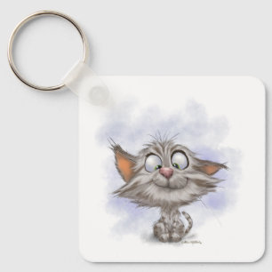 Chaveiro Desenho de Gatinho Tabby Divertido