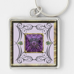 Chaveiro Desenho de gema roxa, violeta