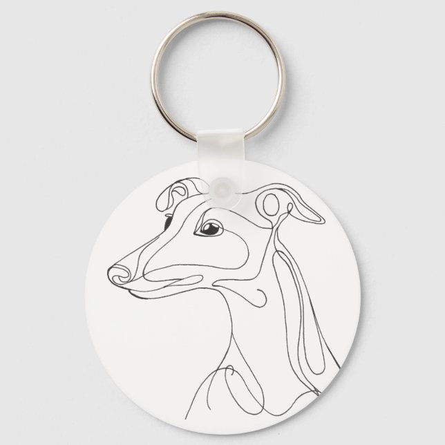 Chaveiro Desenho de Greyhound em Linha Cinza - Design Minim (Frente)