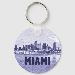 Chaveiro Desenho de lápis da skyline de Miami, Florida