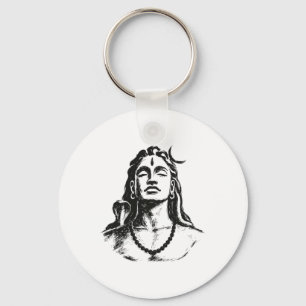 Chaveiro Desenho de Lavagem de Tinta Adiyogi Sumi-e Estilo 
