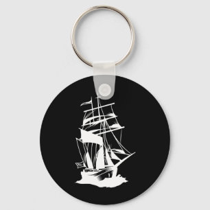 Chaveiro Desenho de Linha de Navegação de Barco Oceano Mar