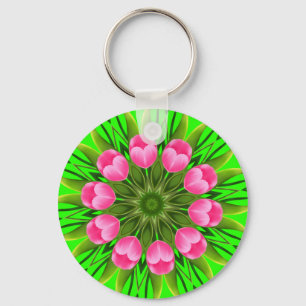 Chaveiro Desenho de Mandala de Flor Bonita-79358