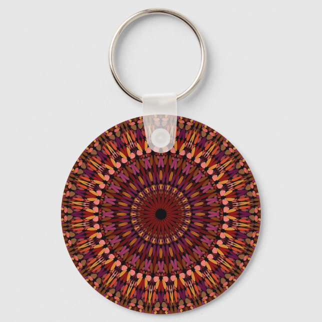 Chaveiro Desenho de Mandala Marrom Floral (Frente)