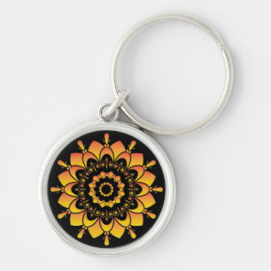 Chaveiro Desenho de Mandala Única Dourada