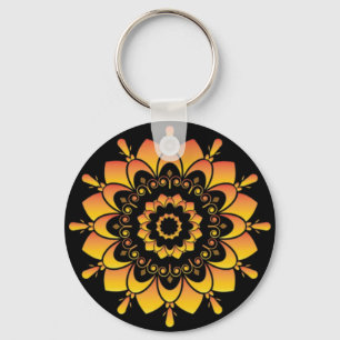 Chaveiro Desenho de Mandala Único Dourado-95748