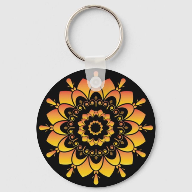 Chaveiro Desenho de Mandala Único Dourado-95748 (Frente)