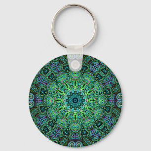 Chaveiro desenho de Mandala Verde Esmeralda