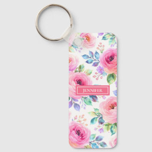 Chaveiro Desenho de Nome Personalizado Boho Floral do Nasce