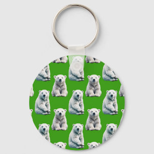 Chaveiro Desenho de padrão de urso polar verde