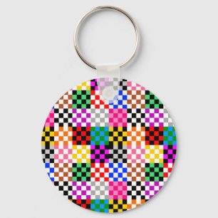Chaveiro Desenho de padrão xadrez colorido em patchwork