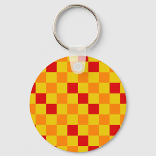 Chaveiro Desenho de padrão xadrez vermelho laranja amarelo