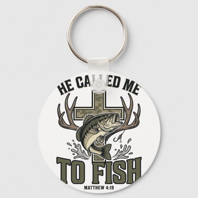 Chaveiro Desenho de Pesca Cristão Ele Me Chamou para Pescar (Frente)