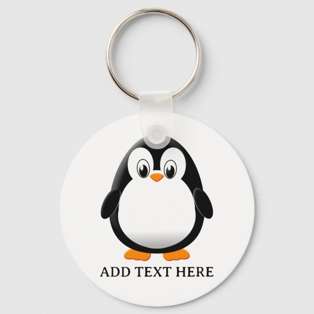 Chaveiro Desenho de pinguim fofo com nome editável (Verso)