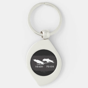 Chaveiro Desenho de Tinta de Corvos Viking Huginn e Muninn