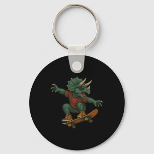 Chaveiro Desenho de Triceratops Dinossauro de Skate Colorid