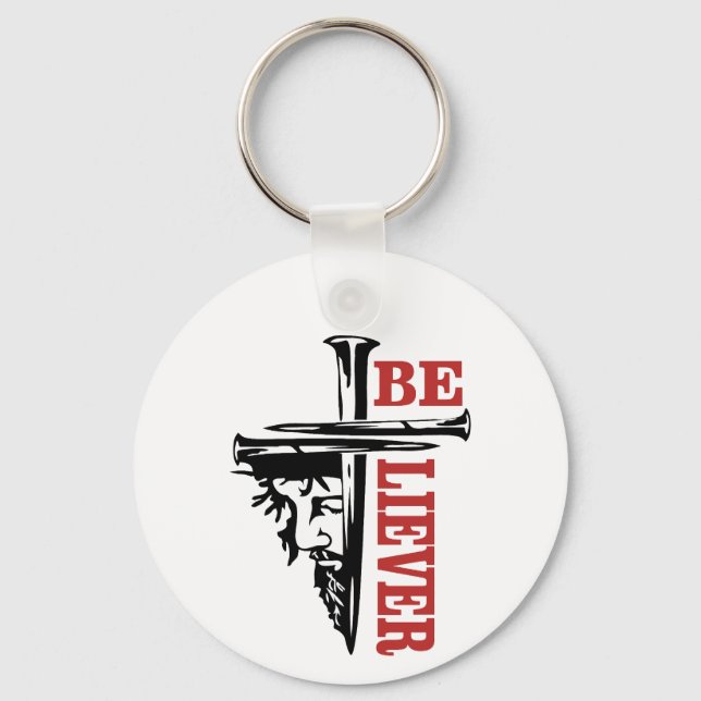 Chaveiro Desenho de unha de cruz de Jesus – Cristão poderos (Frente)