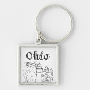 Chaveiro Desenho de Viagens de Arte de Férias de Ohio