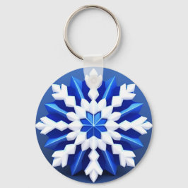 Chaveiro Desenho Detalhado de Floco de Neve Branco