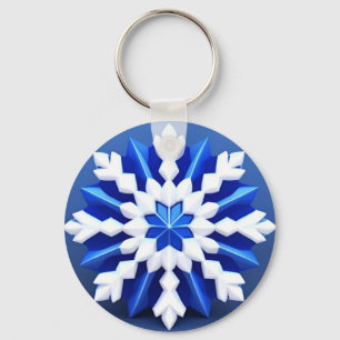 Chaveiro Desenho Detalhado de Floco de Neve Branco