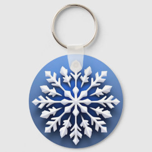 Chaveiro Desenho Detalhado de Floco de Neve Branco