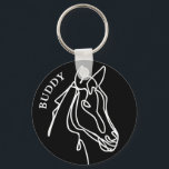 Chaveiro Desenho esboço da cabeça equestre<br><div class="desc">Chaveiro de desenho do esboço da cabeça equestre com nome personalizado. Design de cadeia de chave personalizada para o amante de cavalos, cavaleiro, proprietário, etc. Ideia única de Natal ou presente de aniversário para ele ou ela. Também é bom como o favor do partido ou o negócio cede. Adicione o...</div>