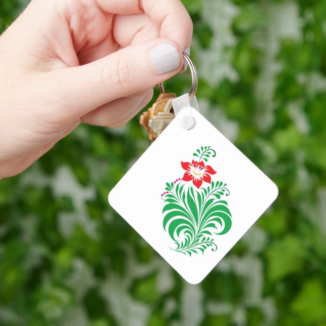 Chaveiro Desenho Floral Ornamental – Elegante (Mão)