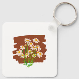 Chaveiro Desenho floral rústico em fundo marrom