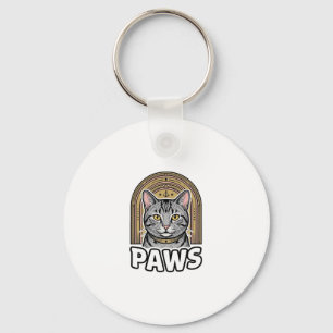 Chaveiro Desenho Gráfico Estilo de Gravura de Patas de Gato