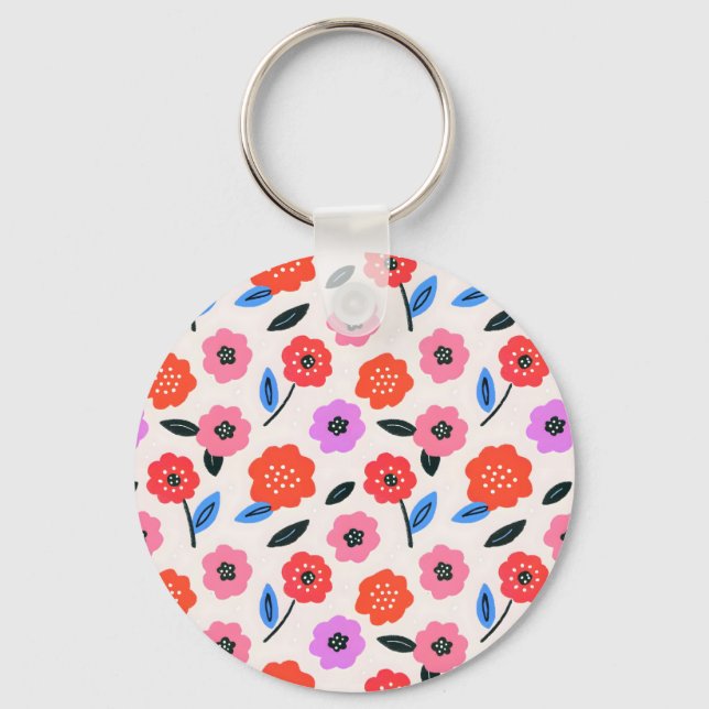 Chaveiro Desenho Han de padrão de flores (Frente)