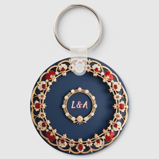 Chaveiro Desenho Ornamental Floral Elegante (Frente)