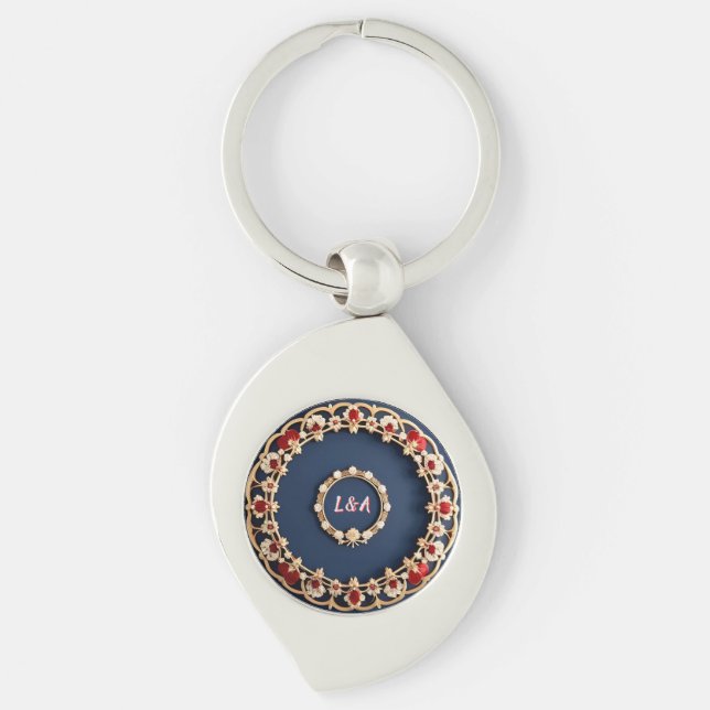Chaveiro Desenho Ornamental Floral Elegante (Frente)