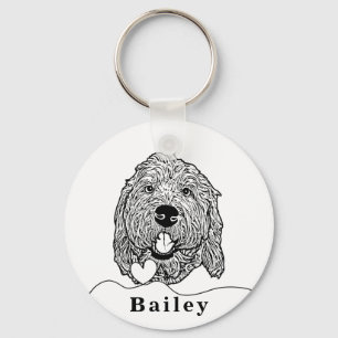 Chaveiro Desenho Personalizado Cachorro de Goldendoodle