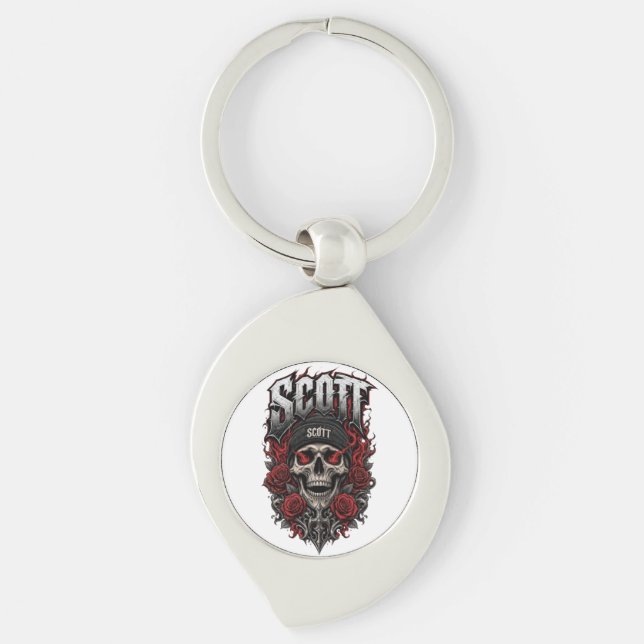 Chaveiro Desenho Personalizado de Nome Scott em Estilo Góti (Frente)