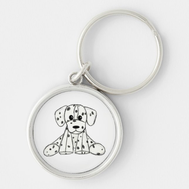 Chaveiro Desenho simples de um cão dalmata de pelúcia em pr (Frente)