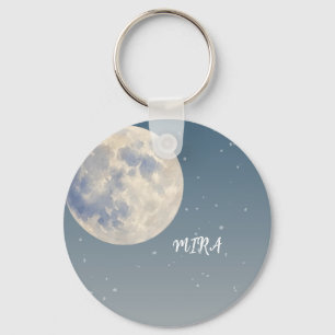 Chaveiro Desenho Sonhador de Lua e Nuvens Céu Azul