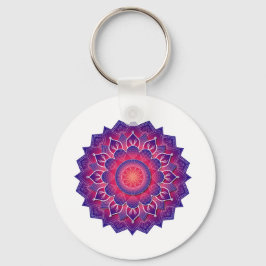 Chaveiro Desenho Tradicional de Mandala Roxo Azul
