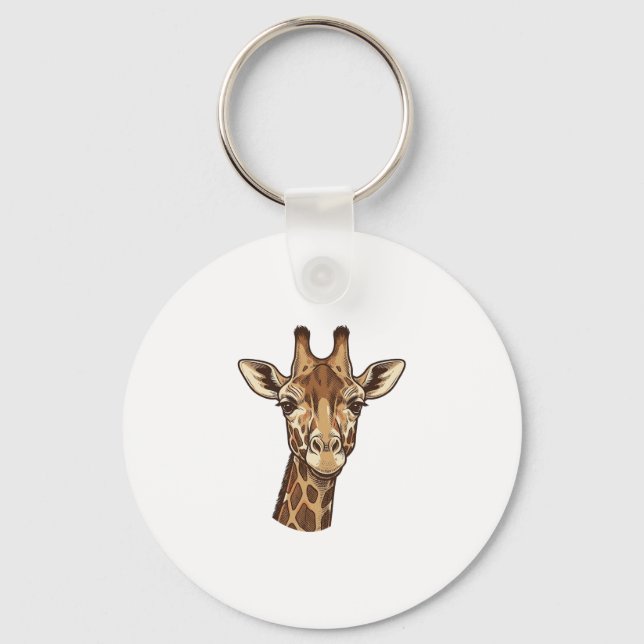 Chaveiro Desenho Vetorial de Cabeça de Girafa Gravada Vinta (Frente)