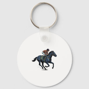 Chaveiro Desenho Vetorial de Jóquei de Corrida de Cavalos V
