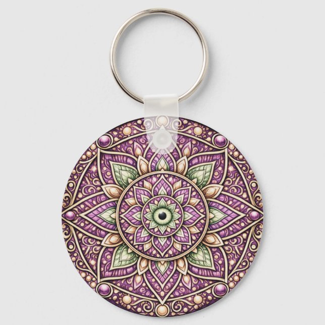 Chaveiro Desenho Vibrante de Mandala – Arte Geométrica Colo (Frente)
