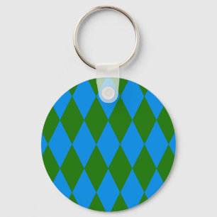 Chaveiro Desenho Xadrez Arlequim Verde Azul