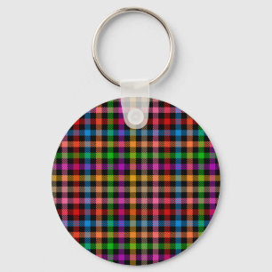 Chaveiro Desenho Xadrez Gingham de Arco-Íris Colorido - Pre
