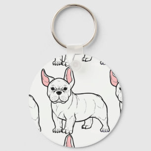 Chaveiro desenhos animados do branco do buldogue francês