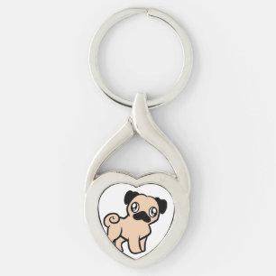 Chaveiro desenhos animados do pug da jovem corça
