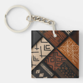Chaveiro desenhos da cultura africana em formas diagonais